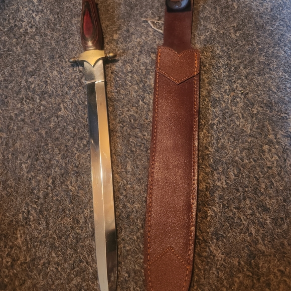 Source Unknown Silver Blade with Brown Sheath - Picture 1 of 1